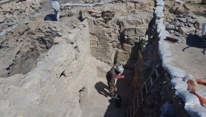 Las excavaciones del baño público de la antigua Elusa: el horno y el hipocausto. (foto Tali Erickson-Gini / Autoridad Israelí para Antigüedades)